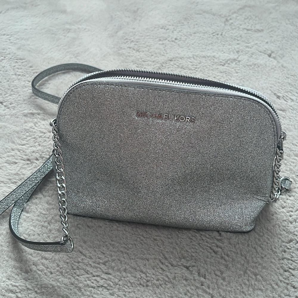 Michael Kors silver crossbody sparkly purse 👛